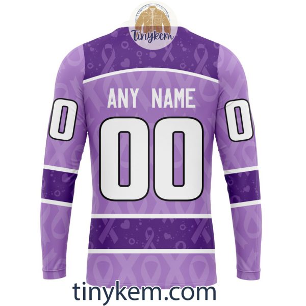 Columbus Blue Jackets Purple Lavender Hockey Fight Cancer Personalized Hoodie, Tshirt