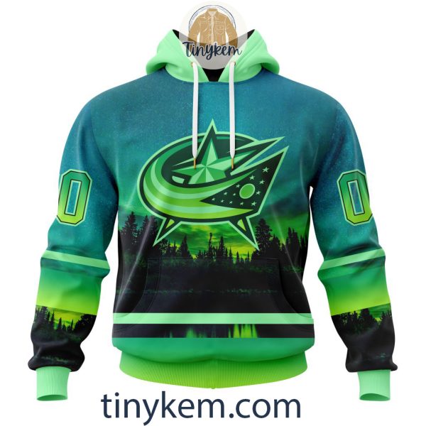 Columbus Blue Jackets With Special Northern Light Design 3D Hoodie, Tshirt