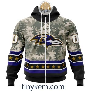 Customized Baltimore Ravens Veteran Camo Stars Tshirt Hoodie Sweatshirt2B2 YJYYM