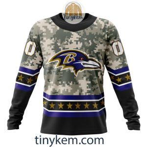 Customized Baltimore Ravens Veteran Camo Stars Tshirt Hoodie Sweatshirt2B4 OzsAR