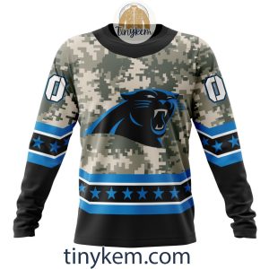 Customized Carolina Panthers Veteran Camo Stars Tshirt Hoodie Sweatshirt2B4 Xuhrr