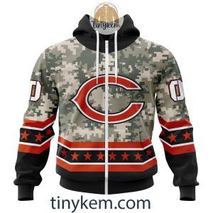 Customized Chicago Bears Veteran Camo Stars Tshirt Hoodie Sweatshirt2B2 lTbK6