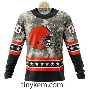 Customized Cleveland Browns Veteran Camo Stars Tshirt Hoodie Sweatshirt2B4 gmB5s