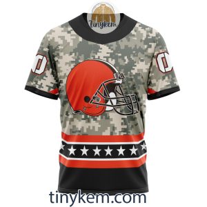 Customized Cleveland Browns Veteran Camo Stars Tshirt Hoodie Sweatshirt2B6 orA9W