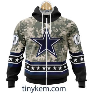 Customized Dallas Cowboys Veteran Camo Stars Tshirt Hoodie Sweatshirt2B2 eFX4E