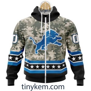 Customized Detroit Lions Veteran Camo Stars Tshirt Hoodie Sweatshirt2B2 p1QFu