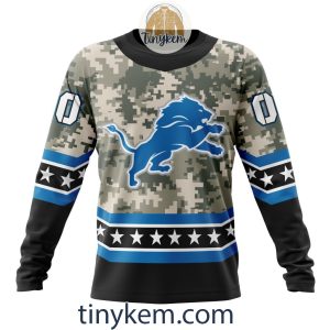 Customized Detroit Lions Veteran Camo Stars Tshirt Hoodie Sweatshirt2B4 35s1e