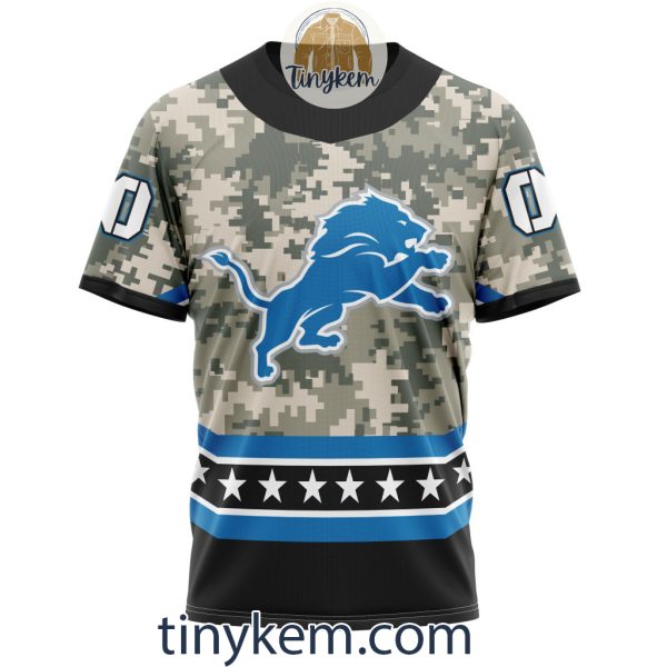 Customized Detroit Lions Veteran Camo Stars Tshirt, Hoodie, Sweatshirt