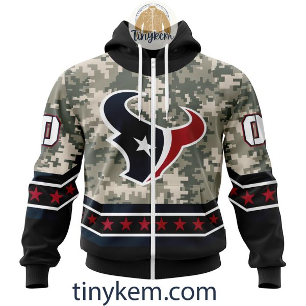 Customized Houston Texans Veteran Camo Stars Tshirt, Hoodie, Sweatshirt