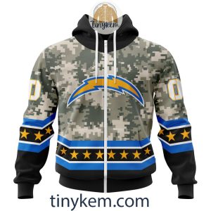 Customized Los Angeles Chargers Veteran Camo Stars Tshirt Hoodie Sweatshirt2B2 RPBkQ
