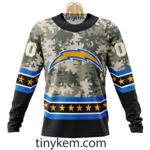 Customized Los Angeles Chargers Veteran Camo Stars Tshirt Hoodie Sweatshirt2B4 mBGD8