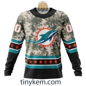 Customized Miami Dolphins Veteran Camo Stars Tshirt Hoodie Sweatshirt2B4 nN5Tg