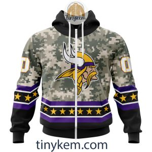 Customized Minnesota Vikings Veteran Camo Stars Tshirt Hoodie Sweatshirt2B2 xggsA