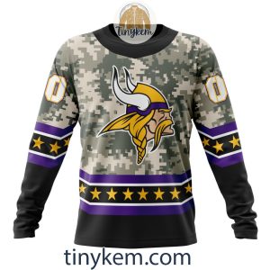Customized Minnesota Vikings Veteran Camo Stars Tshirt Hoodie Sweatshirt2B4 UZw1F