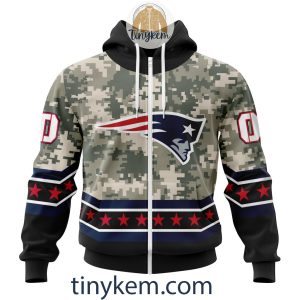 Customized New England Patriots Veteran Camo Stars Tshirt Hoodie Sweatshirt2B2 LD8rK
