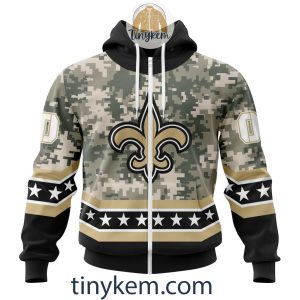 Customized New Orleans Saints Veteran Camo Stars Tshirt Hoodie Sweatshirt2B2 9DW0d