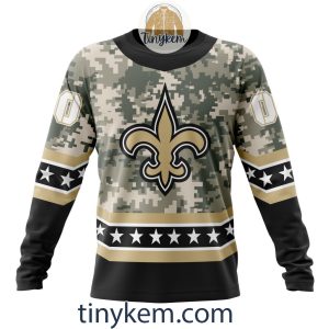 Customized New Orleans Saints Veteran Camo Stars Tshirt Hoodie Sweatshirt2B4 dx7CR