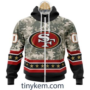 Customized San Francisco 49ers Veteran Camo Stars Tshirt Hoodie Sweatshirt2B2 eC1Vn