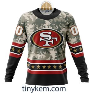 Customized San Francisco 49ers Veteran Camo Stars Tshirt Hoodie Sweatshirt2B4 bkGRC