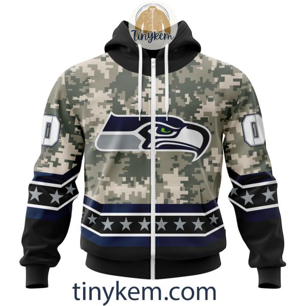 Customized Seattle Seahawks Veteran Camo Stars Tshirt, Hoodie, Sweatshirt