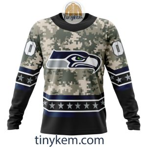 Customized Seattle Seahawks Veteran Camo Stars Tshirt Hoodie Sweatshirt2B4 Em6ZD