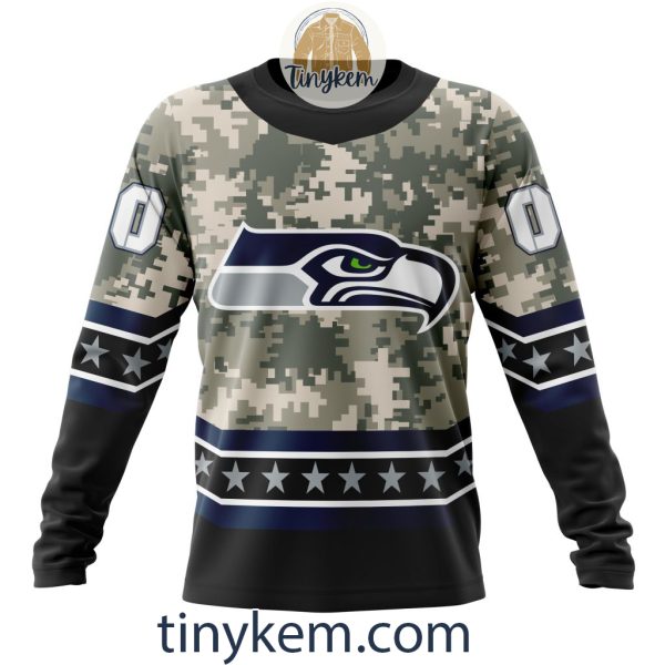 Customized Seattle Seahawks Veteran Camo Stars Tshirt, Hoodie, Sweatshirt