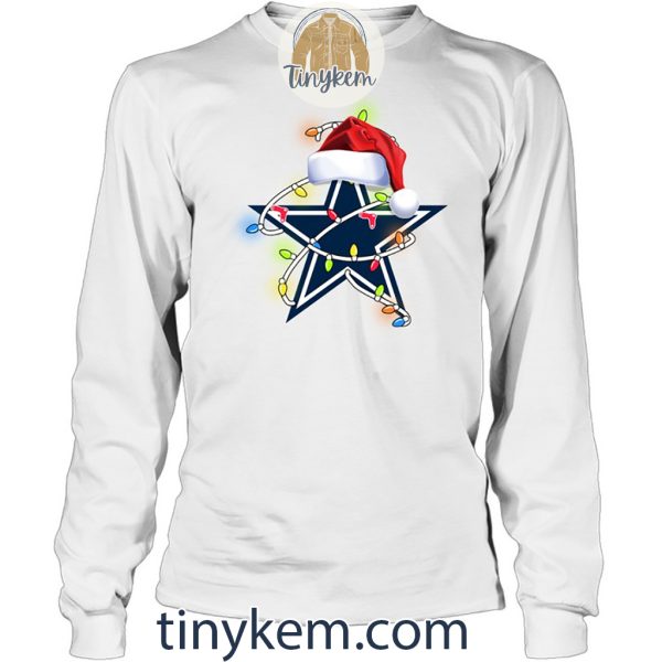 Dallas Cowboys With Santa Hat And Christmas Light Shirt