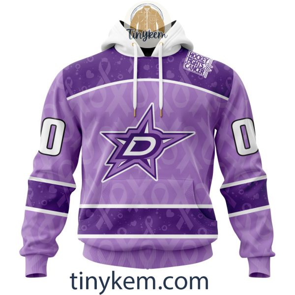 Dallas Stars Purple Lavender Hockey Fight Cancer Personalized Hoodie, Tshirt