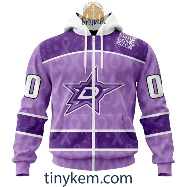 Dallas Stars Purple Lavender Hockey Fight Cancer Personalized Hoodie, Tshirt