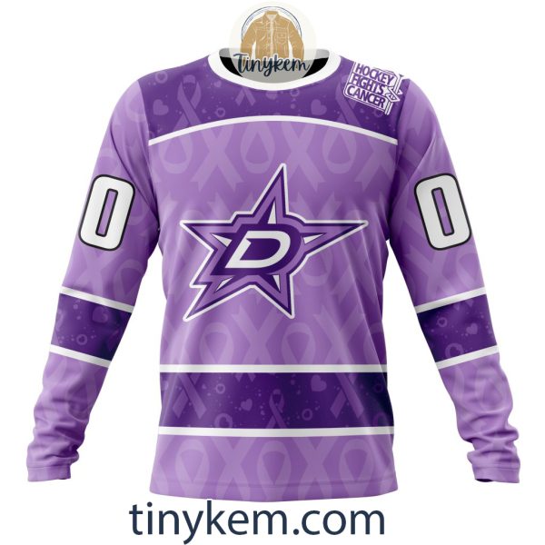 Dallas Stars Purple Lavender Hockey Fight Cancer Personalized Hoodie, Tshirt