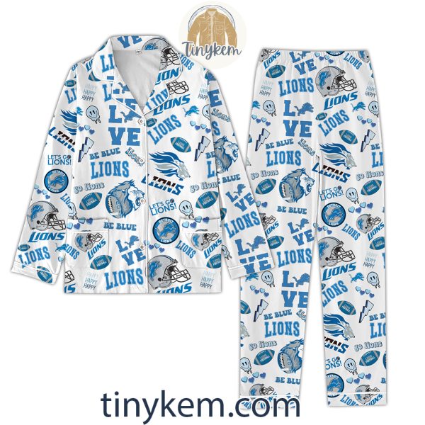 Detroit Lions With Icons Bundle Pajamas Set