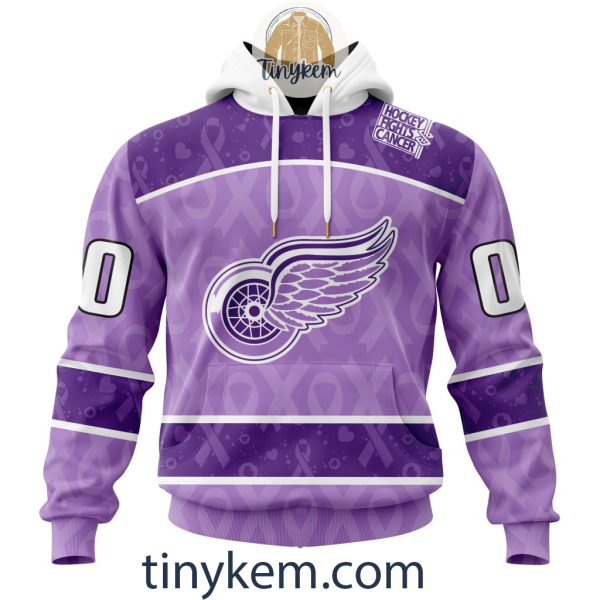 Detroit Red Wings Purple Lavender Hockey Fight Cancer Personalized Hoodie, Tshirt