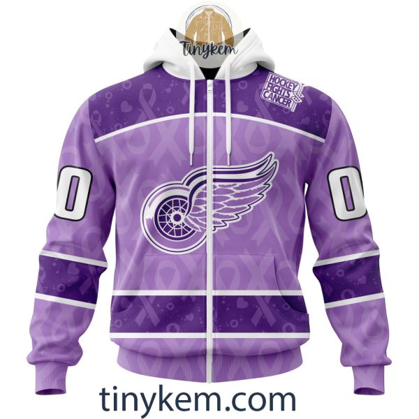 Detroit Red Wings Purple Lavender Hockey Fight Cancer Personalized Hoodie, Tshirt