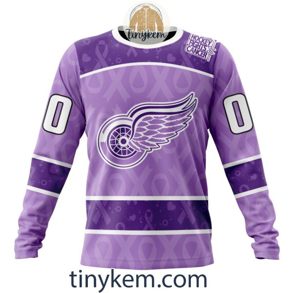 Detroit Red Wings Purple Lavender Hockey Fight Cancer Personalized Hoodie, Tshirt