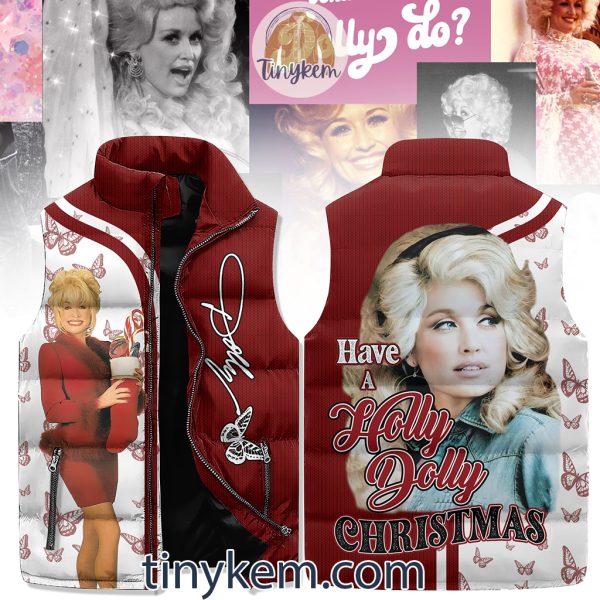 Dolly Parton Christmas Puffer Sleeveless Jacket