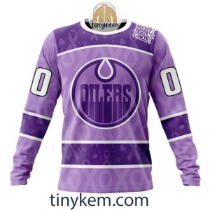 Edmonton Oilers Purple Lavender Hockey Fight Cancer Personalized Hoodie2C Tshirt2B4 yOJbZ