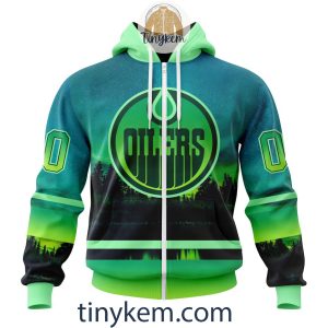 Edmonton Oilers With Special Northern Light Design 3D Hoodie, Tshirt