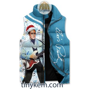 Elvis Presley Christmas Puffer Sleeveless Jacket Have A Merry Elvismas2B3 3Xs32