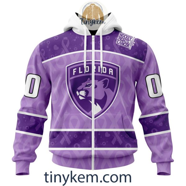 Florida Panthers Purple Lavender Hockey Fight Cancer Personalized Hoodie, Tshirt