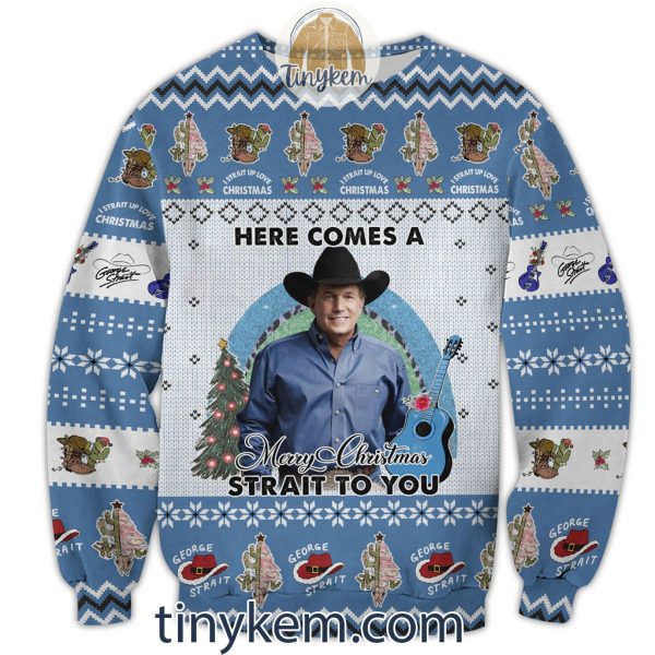 George Strait Ugly Sweater: Here Comes A Merry Christmas Strait To You