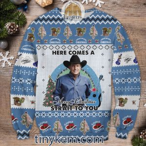George Strait Ugly Sweater Here Comes A Merry Christmas Strait To You2B2 t0ahl