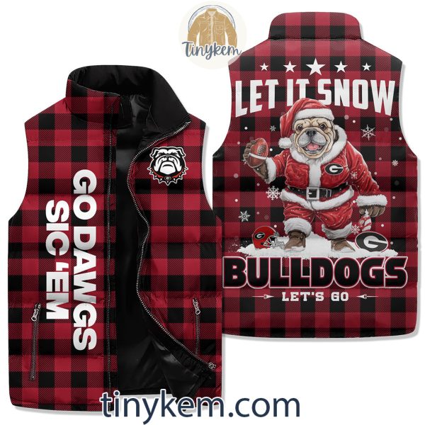 Go Dawgs Bulldogs Puffer Sleeveless Jacket: Let It Snow