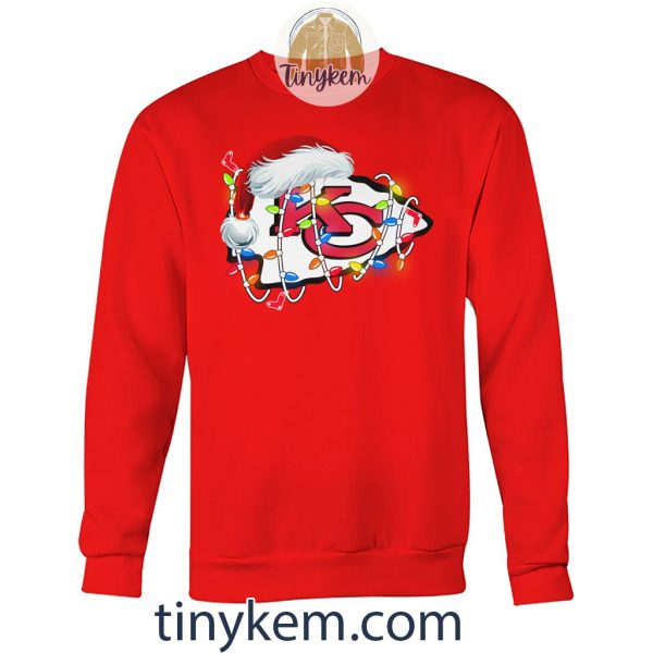 Kansas City Chiefs With Santa Hat And Christmas Light Shirt