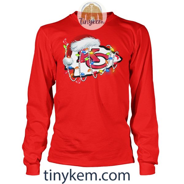 Kansas City Chiefs With Santa Hat And Christmas Light Shirt