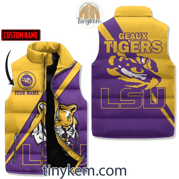 LSU Customized Puffer Sleeveless Jacket: Geaux Tigers