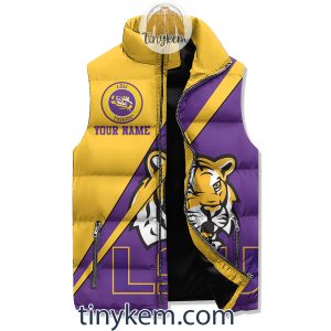 LSU Customized Puffer Sleeveless Jacket: Geaux Tigers