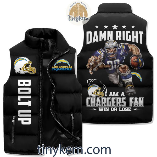 Los Angeles Chargers Puffer Sleeveless Jacket: Bolt Up