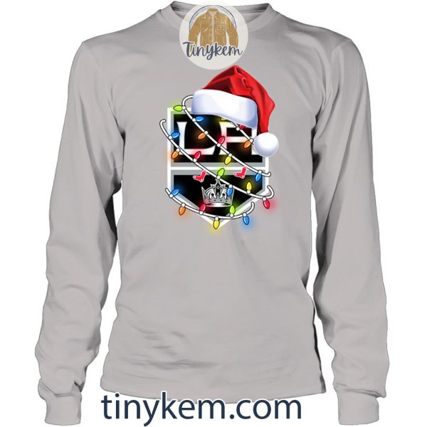 Los Angeles Kings With Santa Hat And Christmas Light Shirt