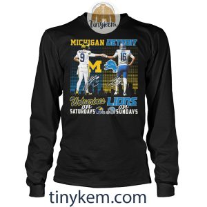 Michigan Detroit Tshirt Wolverines On Saturdays Lions On Sundays2B4 vX0Qd