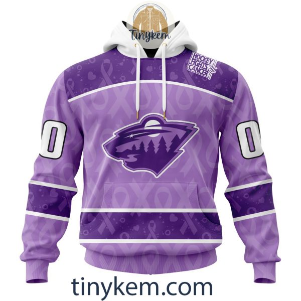 Minnesota Wild Purple Lavender Hockey Fight Cancer Personalized Hoodie, Tshirt